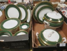 FOUR TRAYS OF SPODE 'ROYAL WINDSOR' PATTERN DINNERWARE TO INCLUDE LIDDED SOUP TUREEN, TWO LIDDED