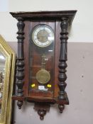 AN ANTIQUE VIENNA WALLCLOCK AND OAK BAROMETER (2)