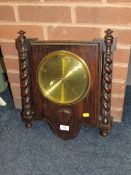 A LARGE OAK BRASS FACED BAROMETER H-47 CM