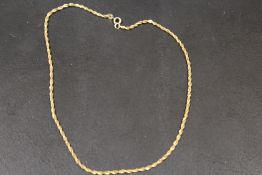 A HALLMARKED 9CT GOLD TWIN STRAND BOX LINK CHAIN - APPROX 6.6 G