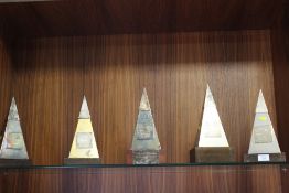 FIVE SEAGRAM NATIONAL INN KEEPING TRAINING AWARDS TROPHIES