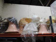 A LARGE QUANTITY OF ASSORTED LAMPSHADES AND TWO LARGE LAMPS