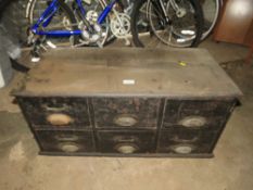 A VINTAGE BANK OF SIX DRAWERS W-79 CM