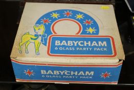 A BOXED DISPLAY SET OF 6 'PARTY PACK' BABYCHAM GLASSES