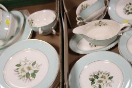 TWO TRAYS OF JOHNSON BROS FLORAL PATTERN DINNERWARE