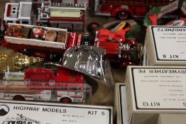 FOUR TRAYS OF ASSORTED FIRE ENGINES, BOXES ETC TO INCLUDE SCHUCO, PROMOD ORIGINALS, ELIGOR - IVECO