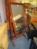 A VICTORIAN MAHOGANY CHEVAL MIRROR H-148 CM