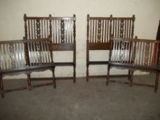TWO VINTAGE OAK SINGLE BED HEADS AND FOOTBOARDS
