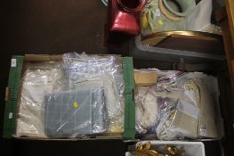 TWO TRAYS OF CURTAIN TIE BACKS, CHAIR COVERINGS ETC (TRAYS NOT INCLUDED)