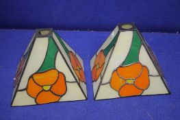 A PAIR OF TIFFANY STYLE LAMP SHADES