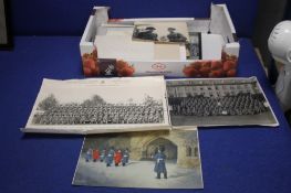 A TRAY OF PHOTOGRAPHS AND EPHEMERA TO INCLUDE BLACK AND WHITE EXAMPLES