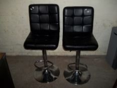 TWO MODERN FAUX LEATHER RISE AND FALL BAR CHAIRS