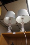 A PAIR OF GLASS TABLE LAMPS