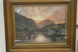 AN OIL ON CANVAS IN GILT FRAME UNDER GLASS SIGNED GEO SMITH 1930 
