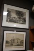 A PAIR OF ENGRAVINGS FRAMED UNDER GLASSED VIEWS OF KIDIMINSTER CORN EXCHANGE 56.5 CM X 46.5 CM AND