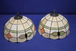 A PAIR OF TIFFANY STYLE LAMPSHADES