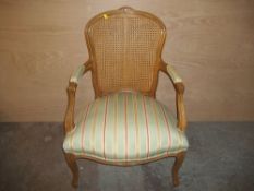 A FRENCH STYLE RATTANOCCASIONAL BEDROOM CHAIR
