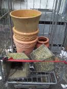 SIX PLANTERS TO INCLUDE TERRACOTTA AND TWO CONCRETE