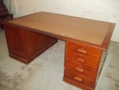 A MAHOGANY INLAID PARTNERS DESK