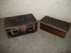 TWO ANTIQUE STORAGE TRAVEL TRUNKS