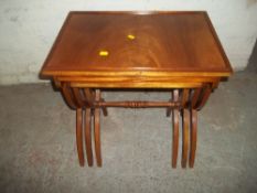 A MAHOGANY NEST OF THREE TABLES