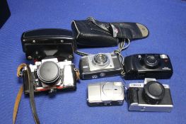 A TRAY OF CASED OR BOXED CAMERAS TO INCLUDE PRAKTICA MTL3 CHRYSTOLEUM (TRAY NOT INCLUDED)