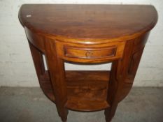 A MODERN INDIAN WOODEN DEMI LUNE