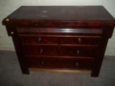 AN ANTIQUE MAHOGANY CHEST OF DRAWERS