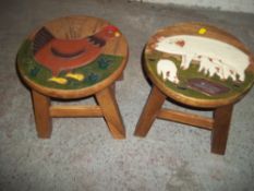 TWO MODERN WOODEN STOOLS