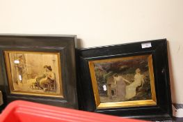 A PAIR OF FRAMED PICTURES 43 CM X 37 CM AND 40 CM X 36 CM
