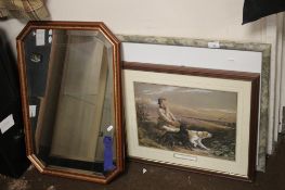 A COLLECTION OF 6 ASSORTED PRINTS TOGETHER WITH A MIRROR