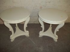 TWO CREAM OCCASIONAL SIDE TABLES