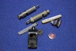 AN ARP WHISTLE, PEN KNIVES ETC