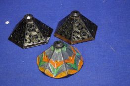 THREE TIFFANY STYLE LAMP SHADES