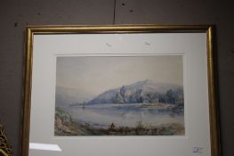 A GILT FRAMED WATERCOLOUR SIGNED H. MARSH CUSTARD DATED 1856 79 CM X 63 CM