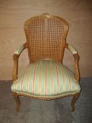A FRENCH STYLE RATTANOCCASIONAL BEDROOM CHAIR
