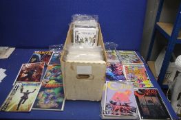 A TRAY OF MISCELLANEOUS COMICS, to include DC Amethyst, Marvel Saga, Trigger, Jonny Demon, GI Joe