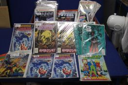 A TRAY OF DC COMICS, to include Legion of Superheros, Steel and Haven etc (TRAY NOT INCLUDED)