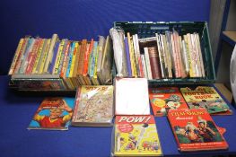 TWO TRAYS OF CHILDREN'S ANNUALS, to include Hotspur, Dandy, Champion etc