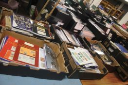 FIVE BOXES OF AUCTION CATALOGUES MANY COLLECTIONS, ideal for reference on coins, stamps etc