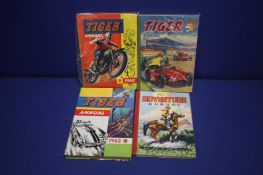 THREE TIGER ANNUAL 1958, 1962, 1963, together with Okay Adventure Annual