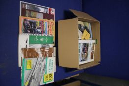 A TRAY OF RAILWAY RELATED BOOKS, to include Railway Modeller, Tramways and Urban transit etc