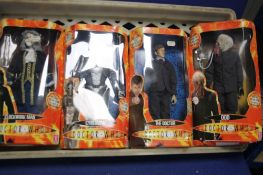 FOUR CARDED 30 CM DOCTOR WHO POSEABLE FIGURES, to include Clockwork man, Cyberman, The Doctor and