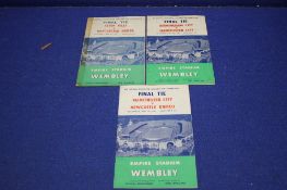 THREE CUP FINAL FOOTBALL PROGRAMMES, to include Manchester City v Newcastle United, 1955