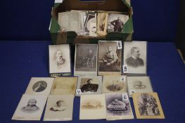 A TRAY CONTAINING APPROXIMATELY 500 CABINET PHOTOGRAPHS/ CARDS