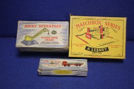 A VINTAGE BOXED DINKY GOODS YARD CRANE 1973, together with a vintage boxed Dinky Foden truck 905,