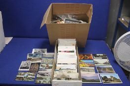 TWO BOXES OF MISCELLANEOUS POSTCARDS IN MANY HUNDRED, to include topographic examples