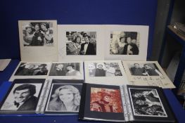 THREE FOLDERS CONTAINING AUTOGRAPHED PHOTOS OF THEATRE STARS, POP STARS,ETC OBTAINED FROM A