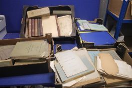 FOUR BOXES OF BOOKS AND PAMPHLETS ON MINEROLOGY, GEOLOGY ETC, uk, overseas,nany maps and plates
