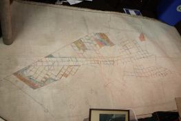 INCE MOSS COLLIERY- WIGAN MINING PLANS, TWO FIVE FOOT SQUARE HAND COLOURED PLANS LAID DOWN ON LINEN,